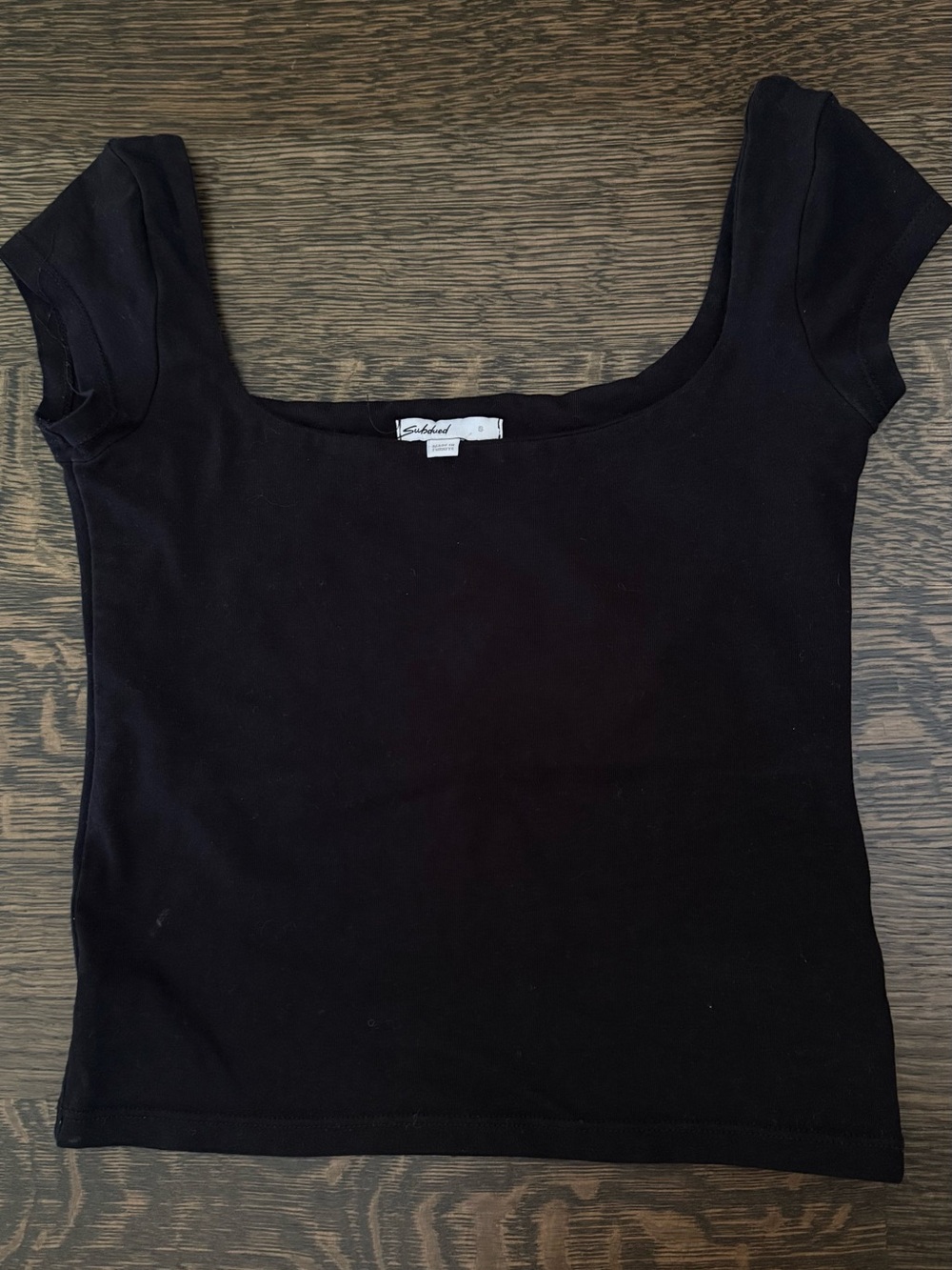 Subdued Black Scoop/square Neck Top